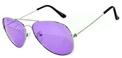 PURPLE LENS AVIATOR STYLE SILVER METAL FRAME WOMEN MEN SUNGLASSES 90 SHADES UVB