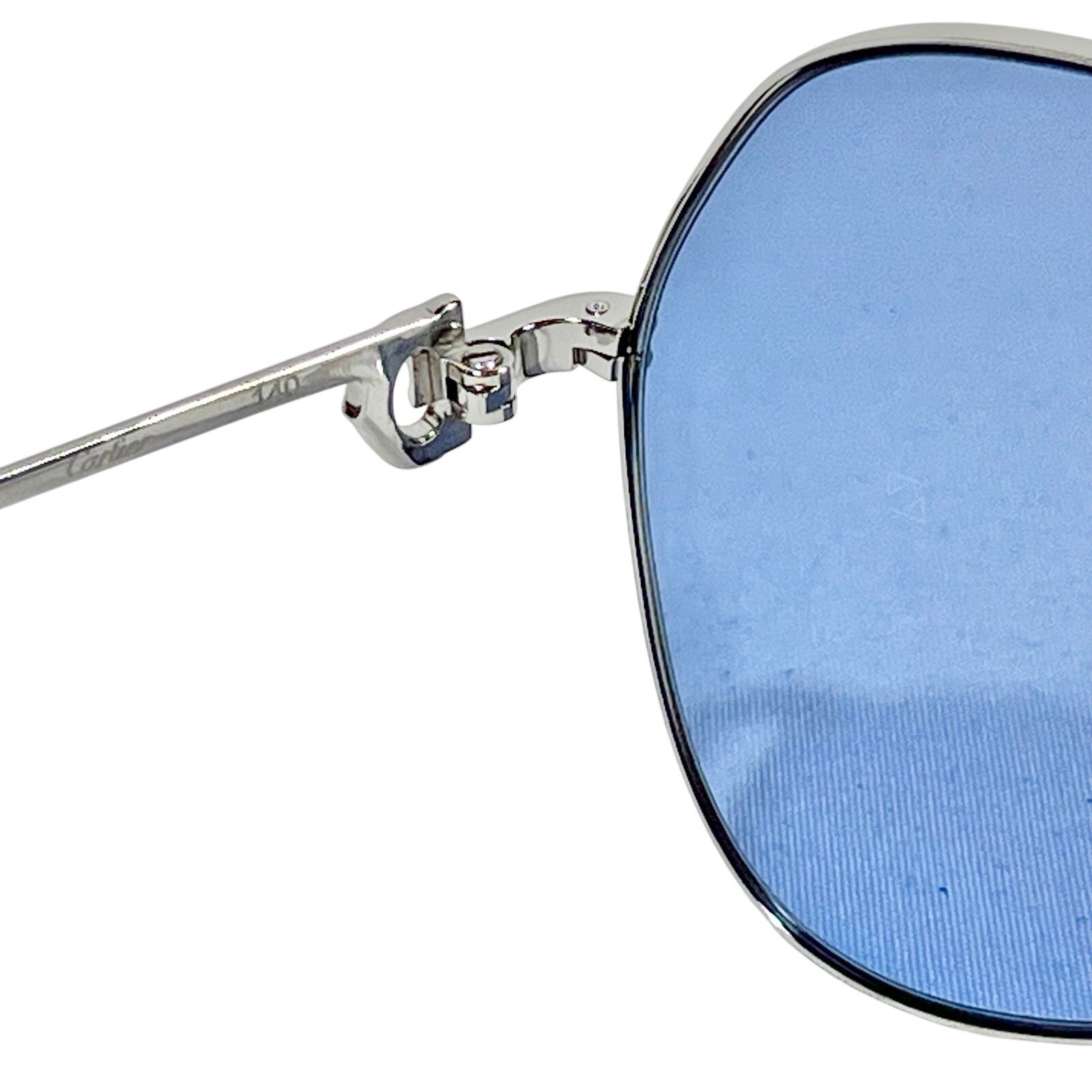 Cartier Aviator Sunglasses Silver Frame Blue Lenses 62-14 CT0110S 006 NEW