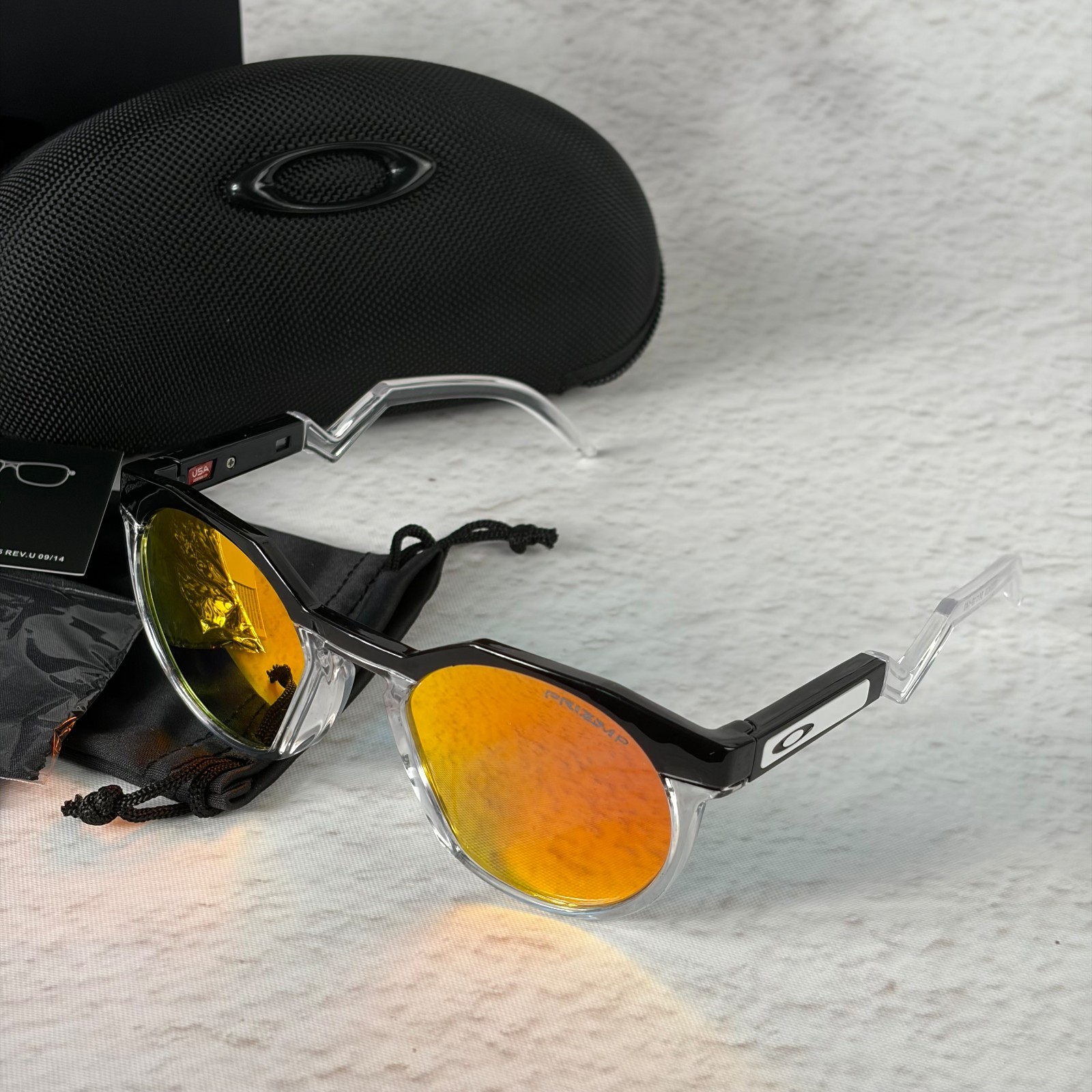NEW Oakley HSTN Sunglasses Black Clear Frame Prizm Ruby Lens