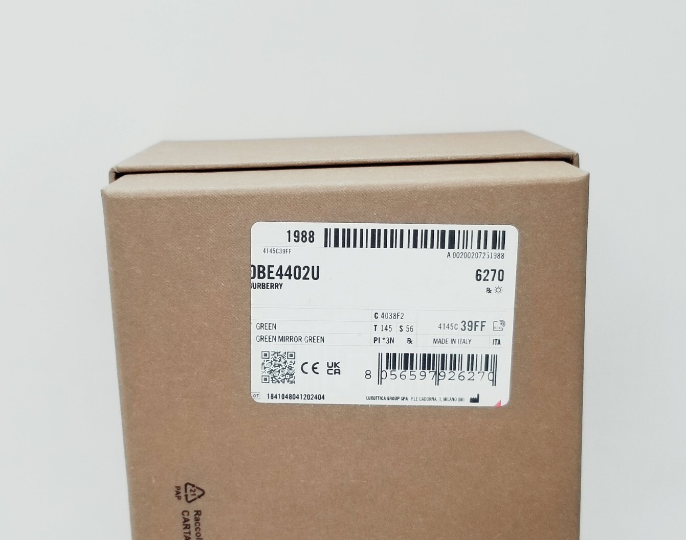 BURBERRY green/green mirror BE4402U 4038F2 56 sunglasses NEW IN BOX! Authentic!
