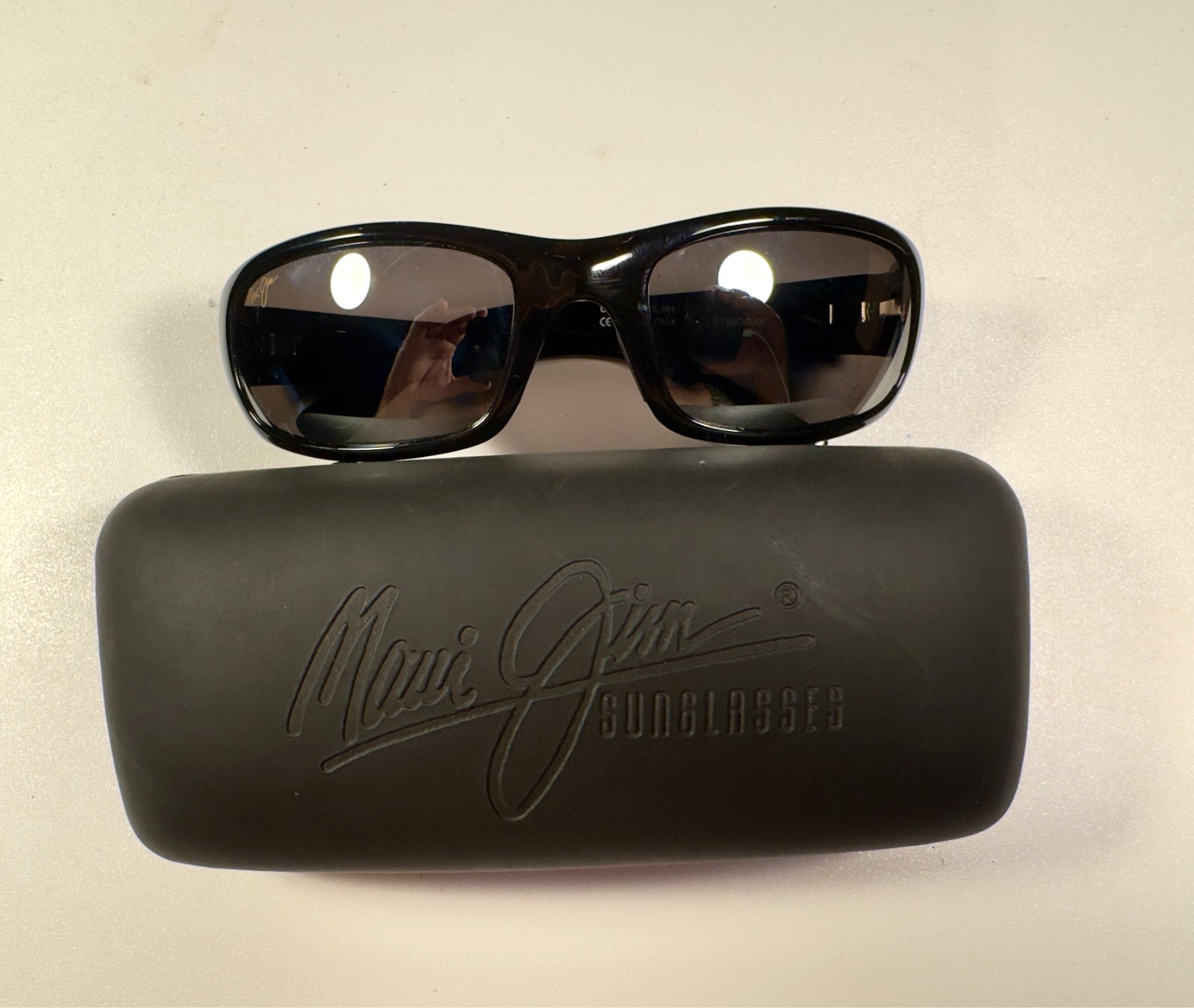 Maui Jim Stingray MJ-103-02 Sunglasses Black 55-23-129 Made in Italy w/ Case