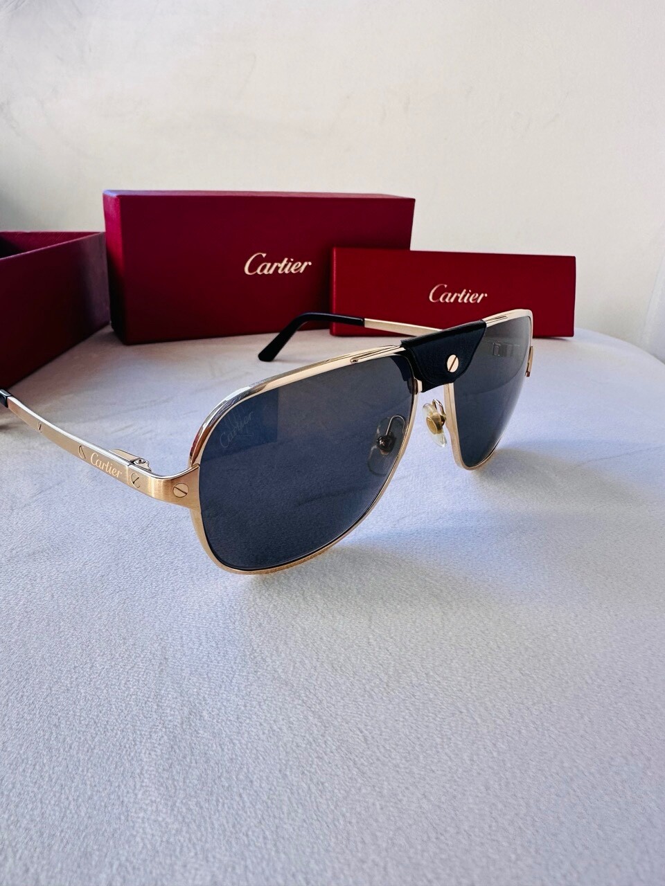 Cartier Santos De Cartier Polarized Grey Flash Mirror Navigator Men’s Sunglasses