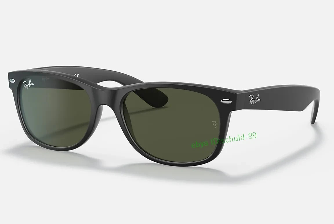 Ray-Ban New Wayfarer RB2132 Sunglasses 55mm Matte Black/Green Lens G-15