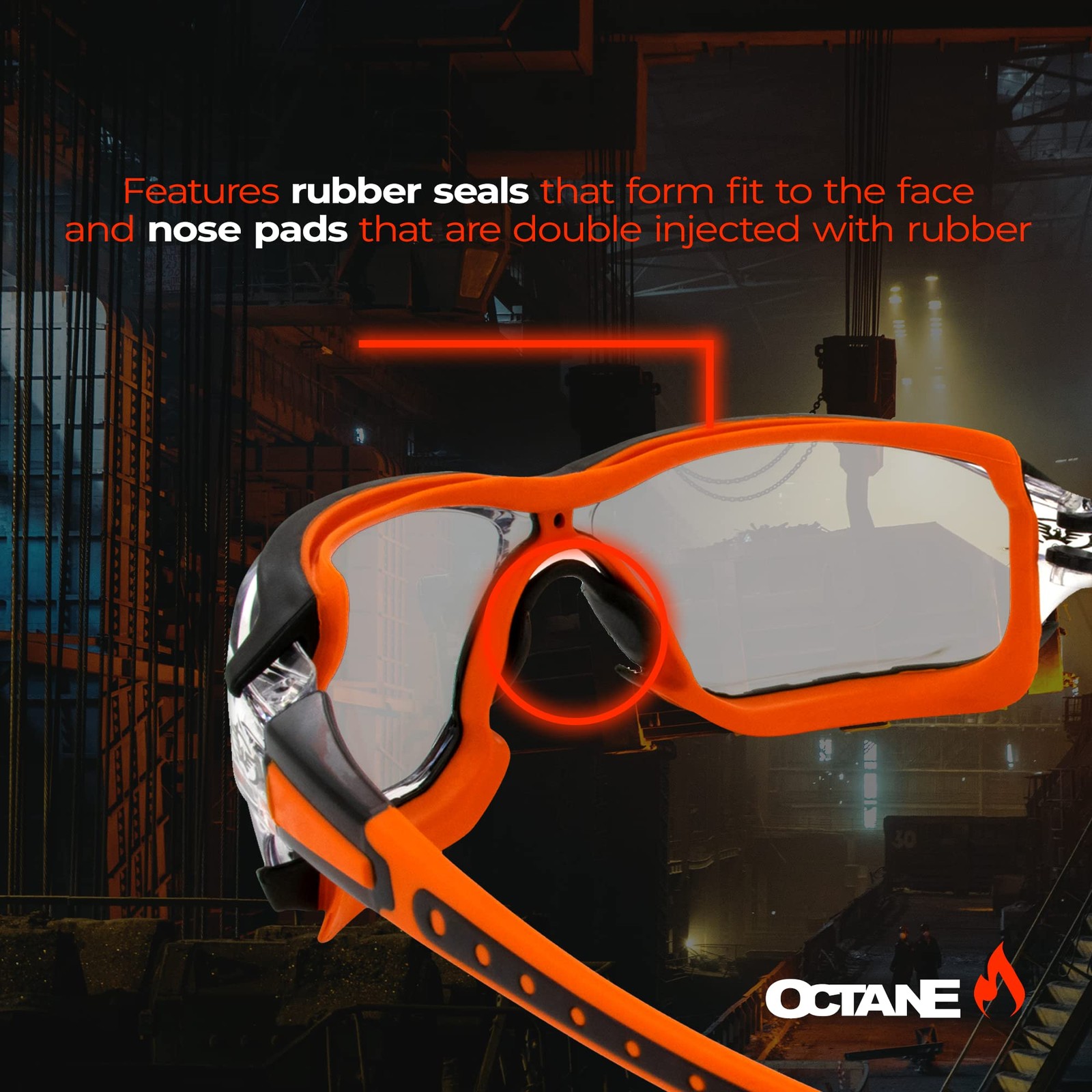 Anti-Fog Sport Motorcycle Sunglasses Orange Frame w/Clear Lenses – Ideal