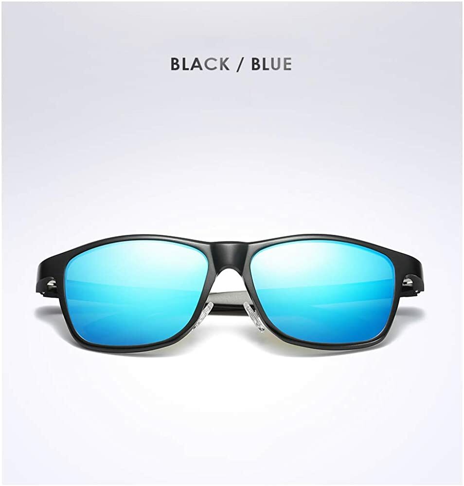 Sports Polarized Sunglasses for Men – Mens Sports Glasses Metal Frame (Blue)