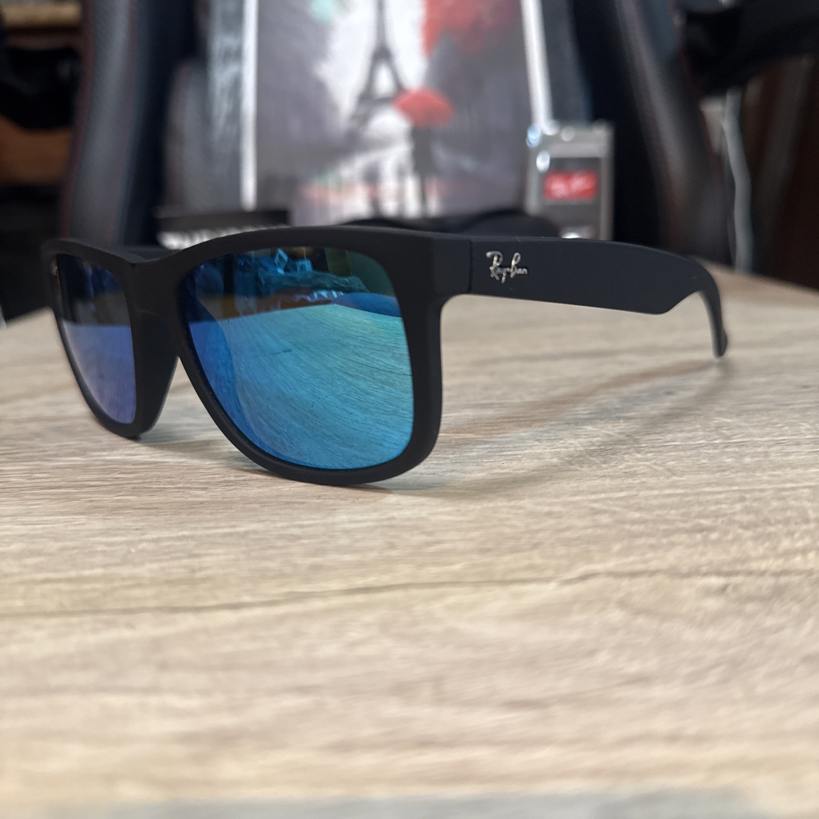 RayBan 4165 Justin 622/55 Matte Black/ Blue Mirror 54mm