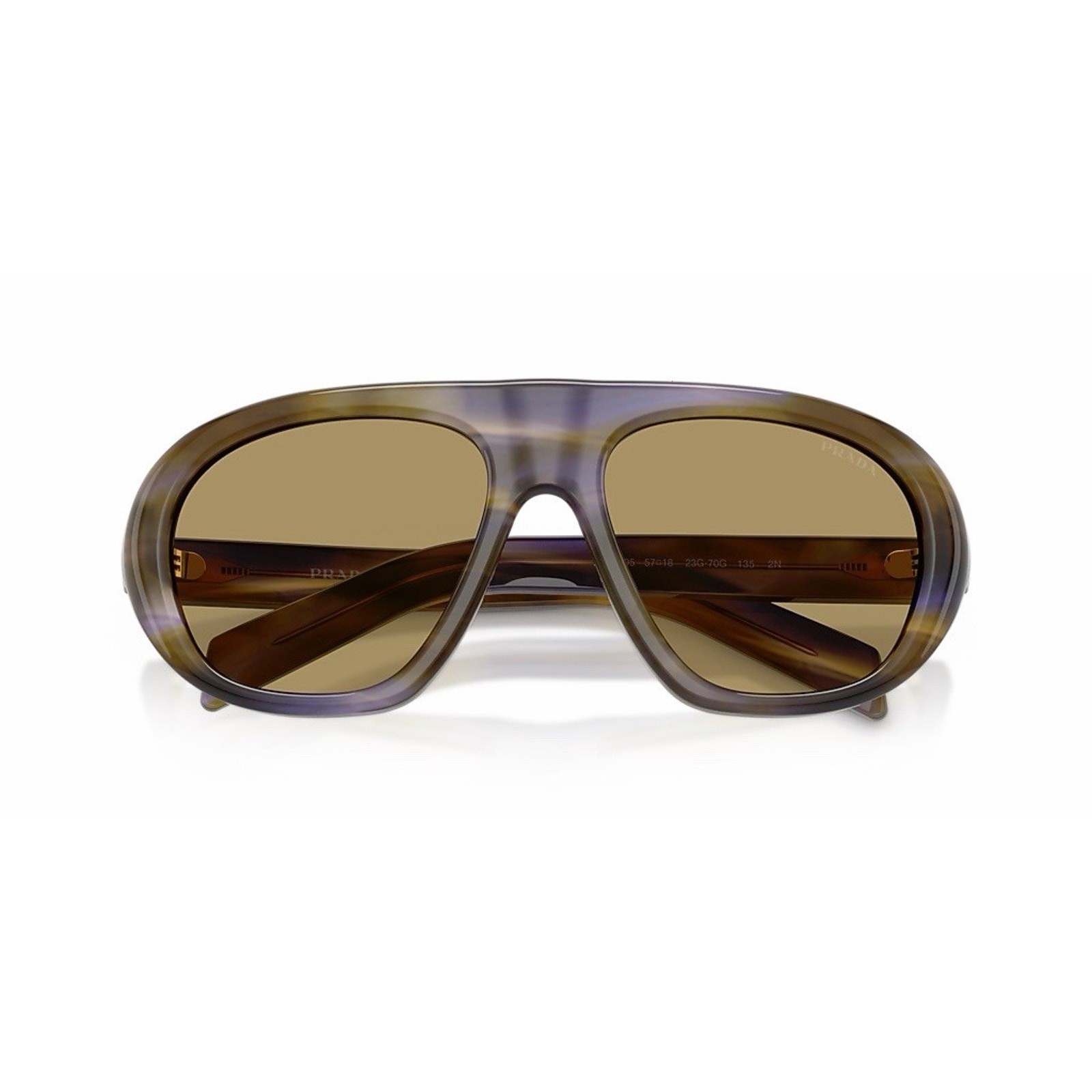 PRADA PR C05S 23G70G Stripped Laguna Green Olive Lens Sunglasses AUTHENTIC