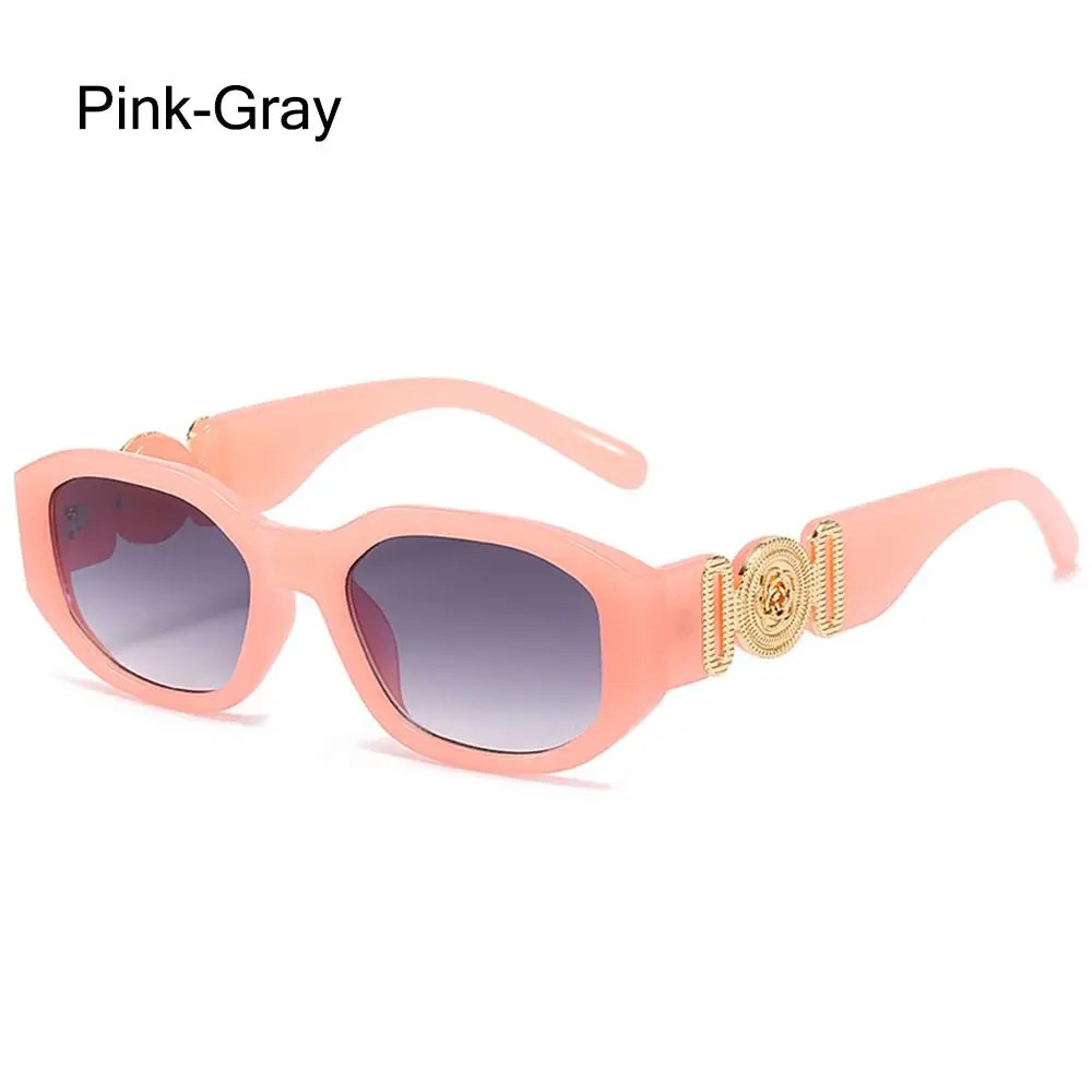 Irregular Oval Sunglasses Metal Rose Accent UV400 Unisex Retro Fashion Shades