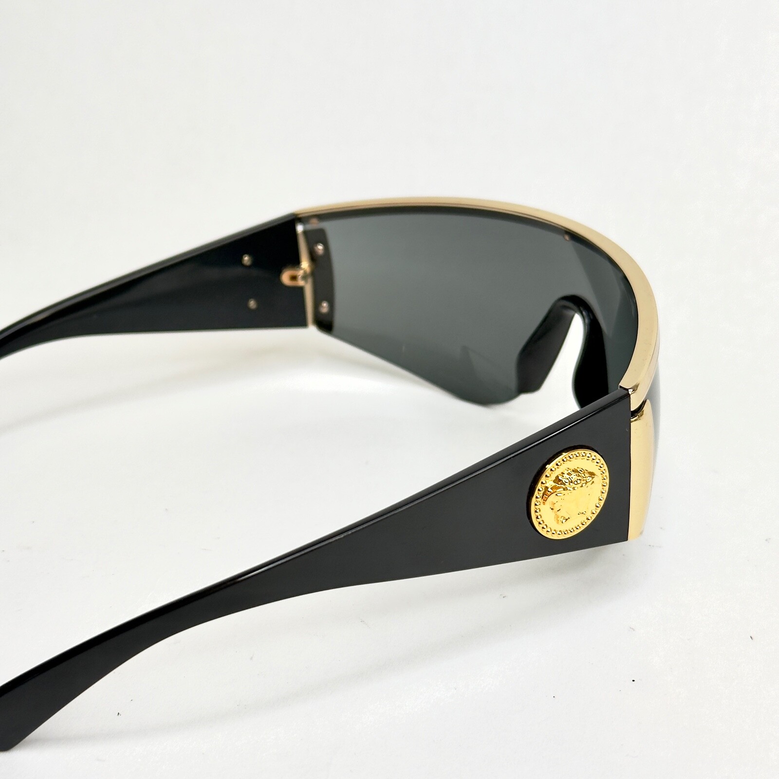 VERSACE TRIBUTE SHIELD Black Gold 2197 VE2197 Unisex Visor Wrap Mask Sunglasses