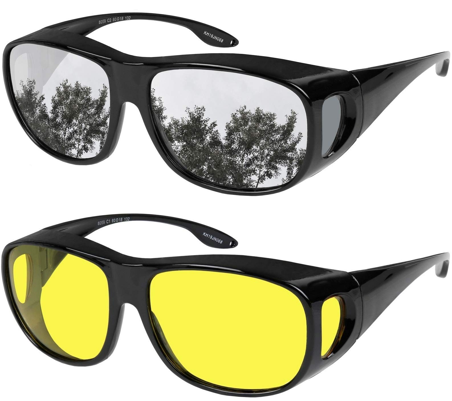 Yogo Vision Fit Over Wrap Sunglasses Polarized Lens Wear Over Eyeglasses 100% UV