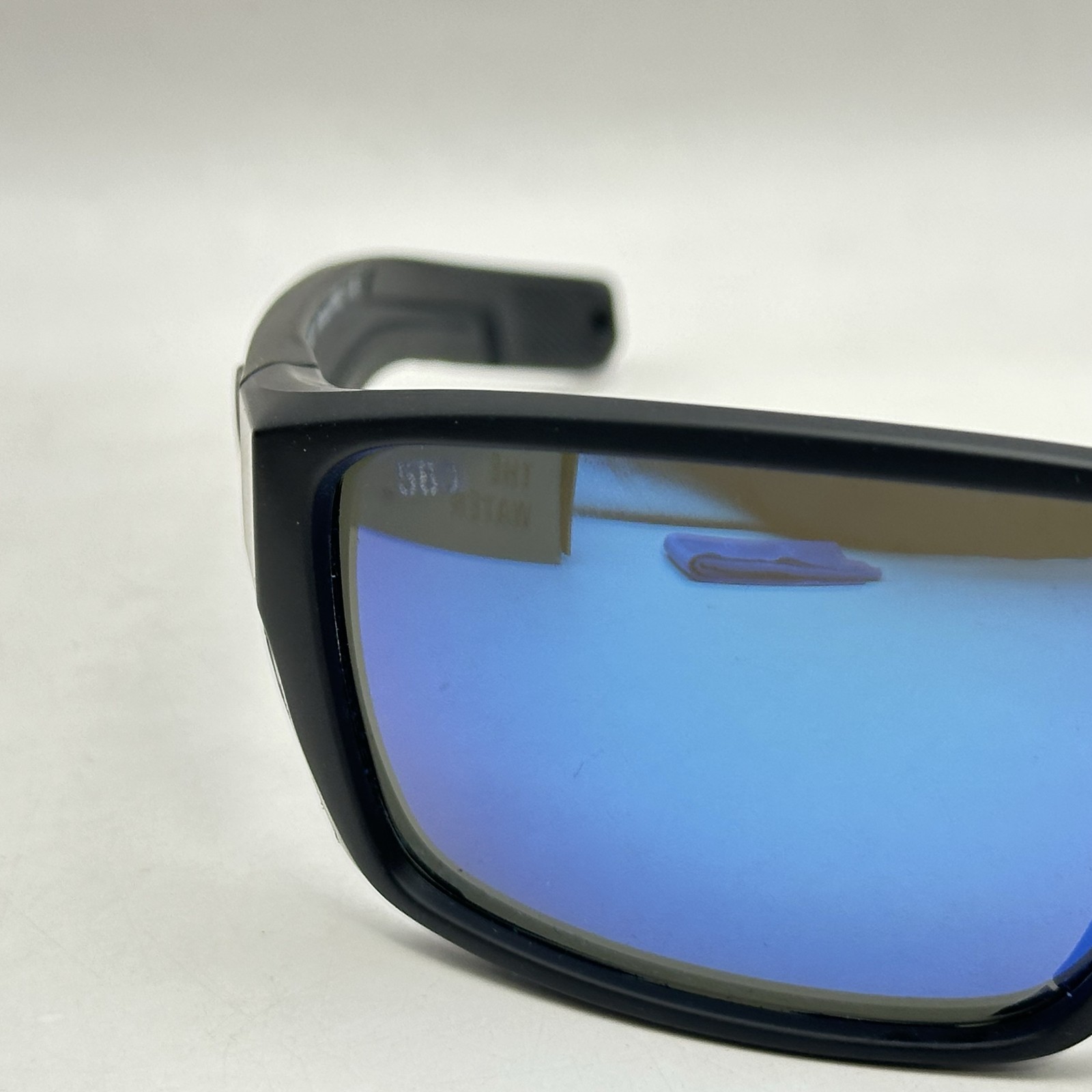 Costa Del Mar Mens Fantail Pro 580G Polarized Mirror Wrap Sunglasses Black/Blue