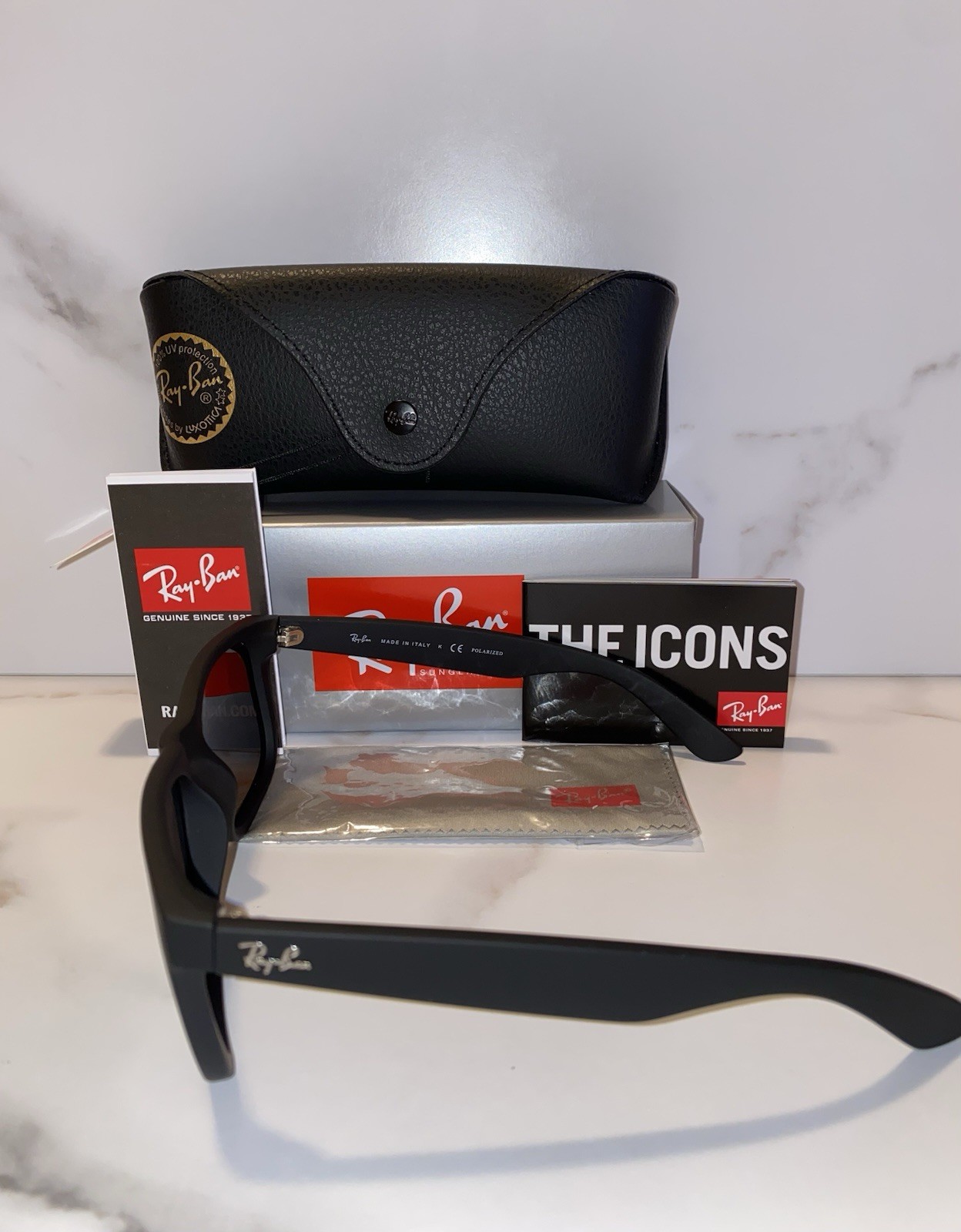 Ray-Ban Justin RB4165 Polarized Sunglasses Blue Mirror Lens UV400 Black 54mm