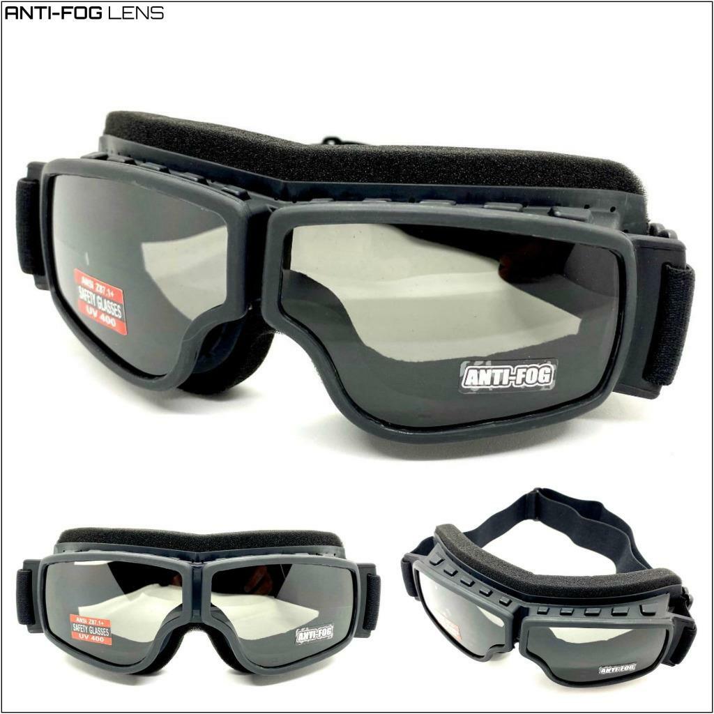 MOTORCYCLE Riding Padded Safety Protective GOGGLES Anti-Fog Lens Fit Over Helmet