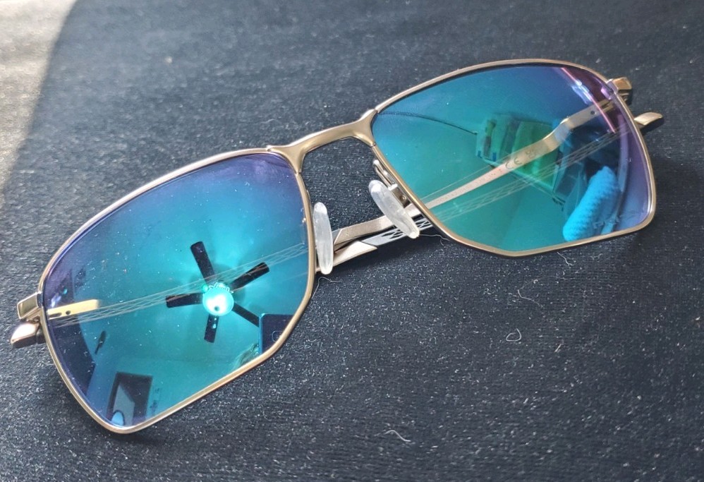 Oakley Ejector OO4142 Men’s Rectangle Sunglasses Silver Metal Blue Mirrored