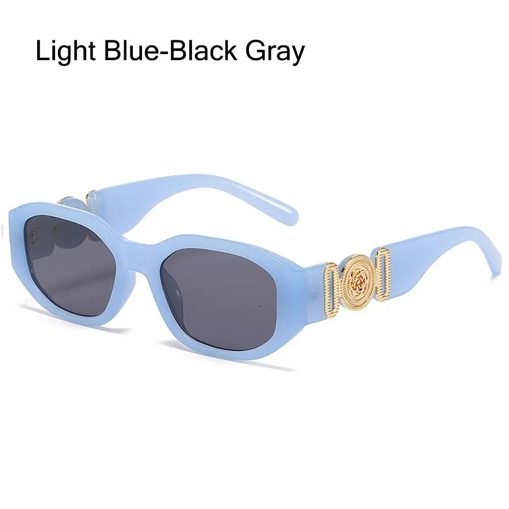 Irregular Oval Sunglasses Metal Rose Accent UV400 Unisex Retro Fashion Shades