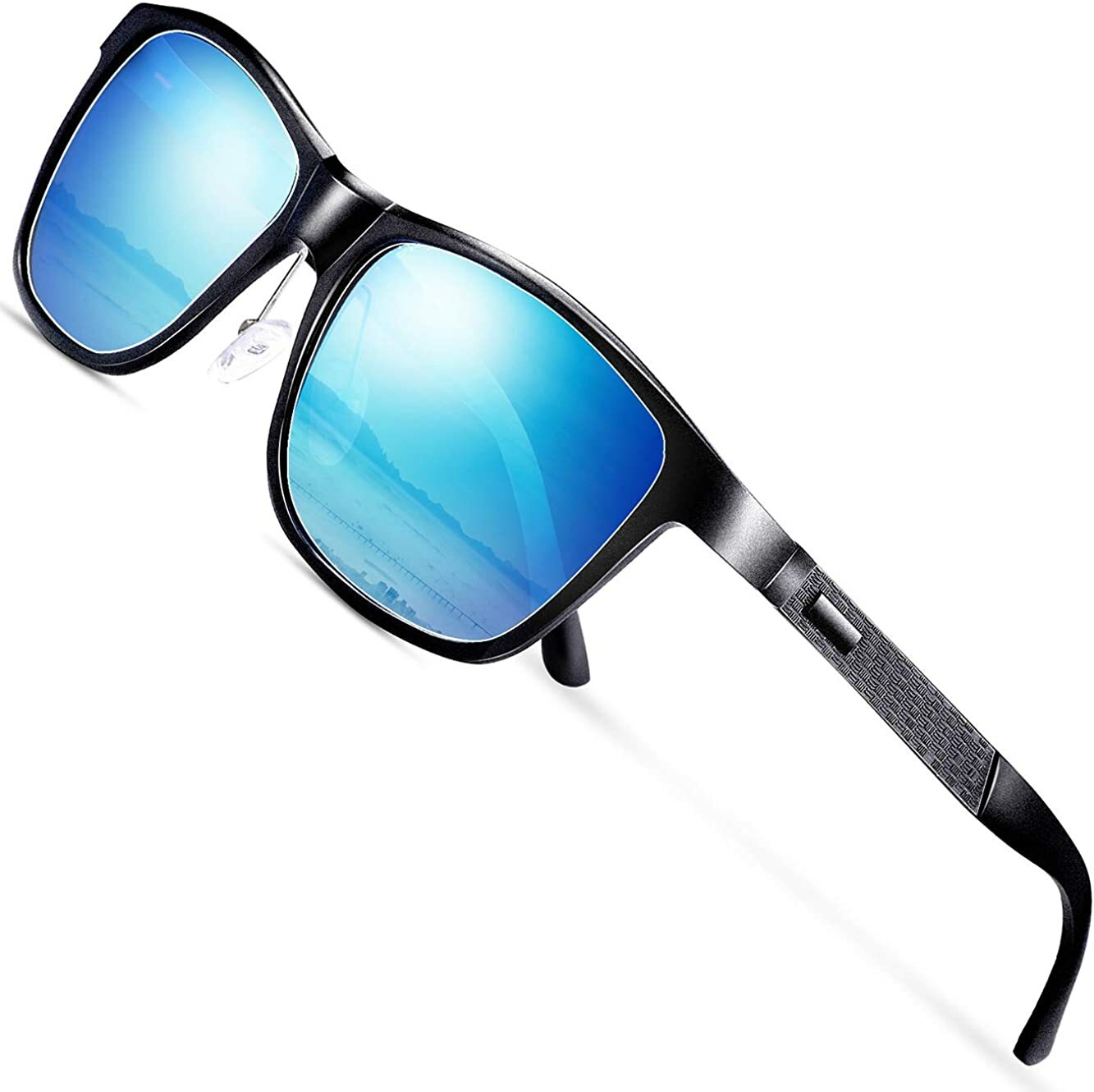 Sports Polarized Sunglasses for Men – Mens Sports Glasses Metal Frame (Blue)