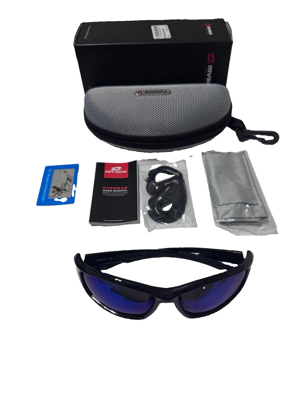 RIVBOS Polarized Sports Sunglasses Driving Glasses for Men Women, Black 842