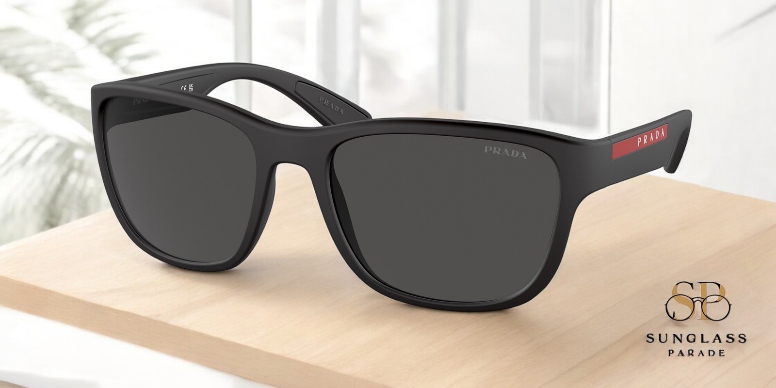 PRADA LINEA ROSSA PS 01US DG05S0 Black Rubber Grey Men’s Sunglasses
