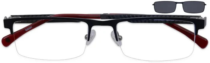 CALLAWAY CA100 Navy Blue 54-19-145 Semi-Rimless Eyeglasses w/Clip-on Sunglasses