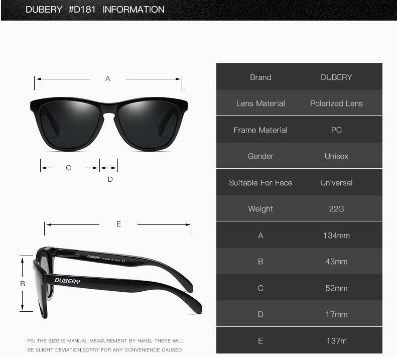DUBERY Square Polarized Sport Sunglasses For Men Women Driving Fishing Glasses