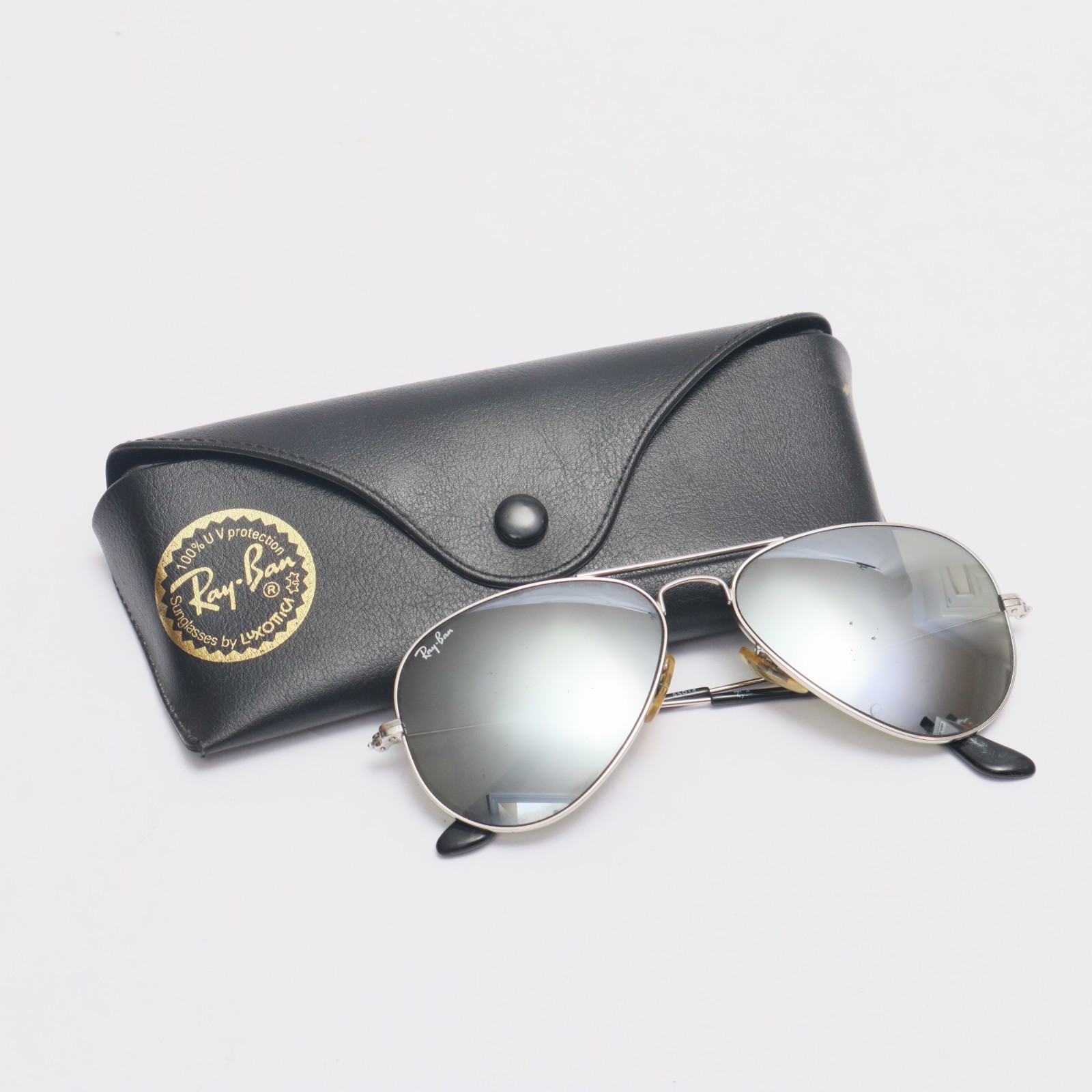 Ray-Ban Sunglasses Aviator Luxottica Light Mirror w/ Case – USA Seller