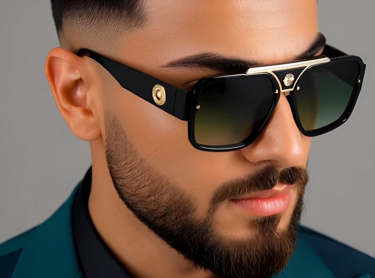 MEN SQUARE DESIGNER SHADES RETRO GOLD RAPPER CLASSIC RETRO LUXURY MODEL EYEWEAR