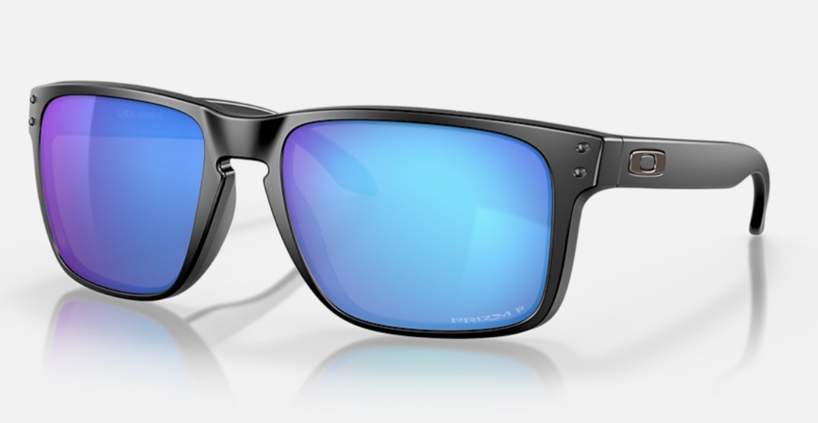 OAKLEY HOLBROOK XL Sunglasses Matte BLACK/ Sapphire BLUE Polarized Prizm NEW!