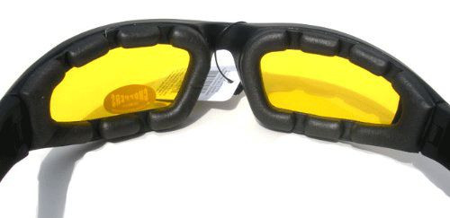 Night Driving Riding Padded Motorcycle Glasses 901 Black Frame with Yellow Lense