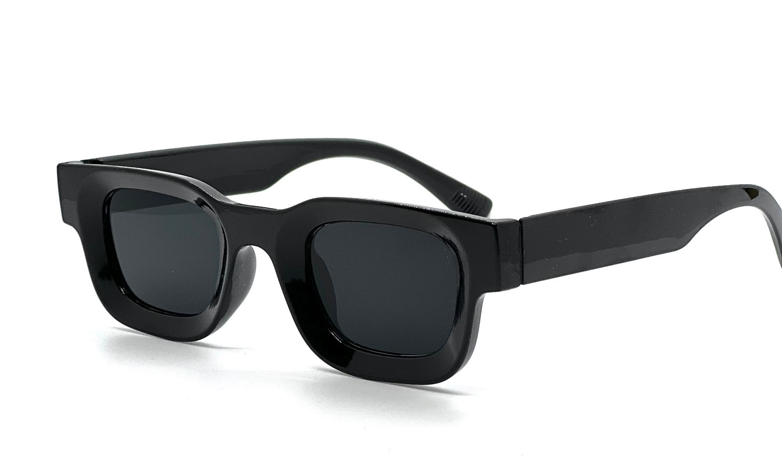 Men’s Sunglasses Square UV 400 Protection Black Frame Blue Lens Rapper Luxury