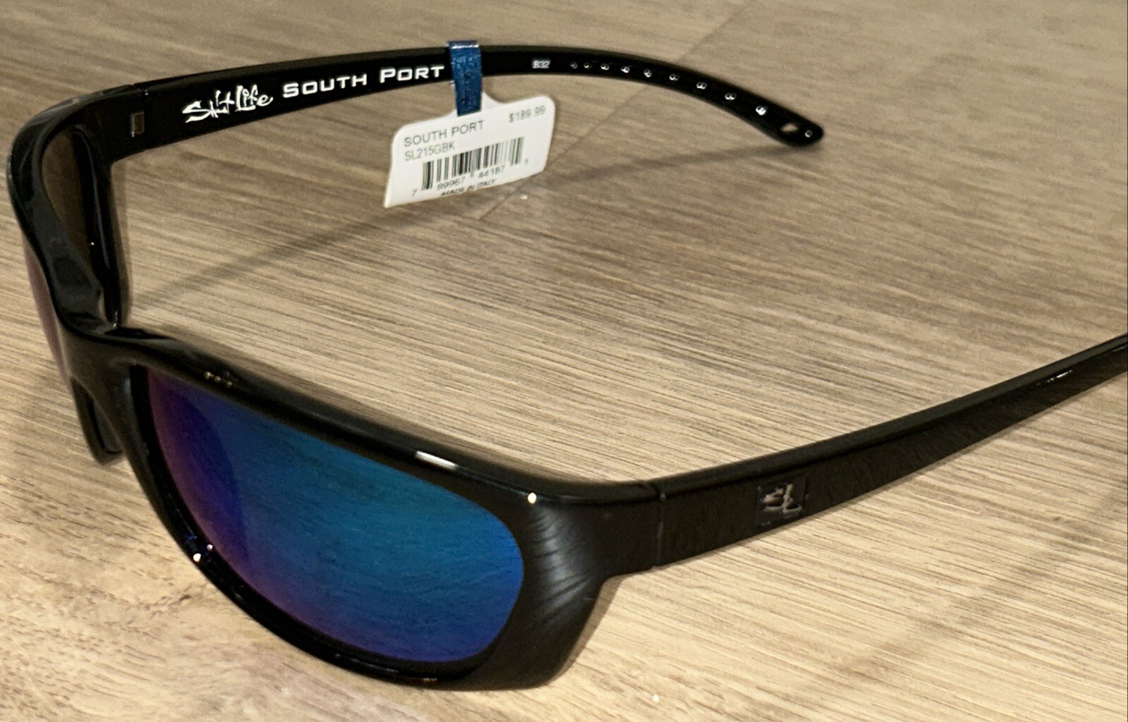 New Salt Life South Port Gloss Black Saltlife Smoke Blue Lens Salty $189 NWT