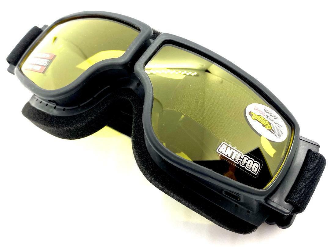 MOTORCYCLE Riding Padded Safety Protective GOGGLES Anti-Fog Lens Fit Over Helmet