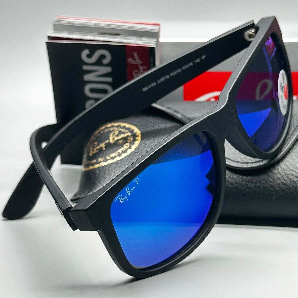 54mm Ray-Ban RB4165 622/55 Justin Black Frame Blue Polarized Sunglasses Lenses