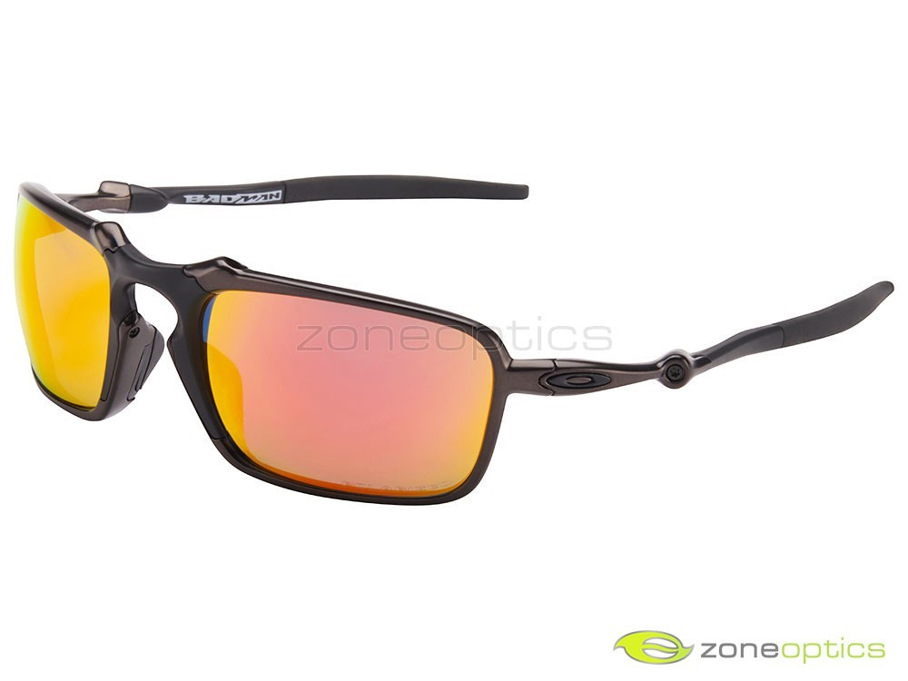 Oakley Badman Polarized Sunglasses OO6020-03 X Metal Dark Carbon/Ruby Iridium