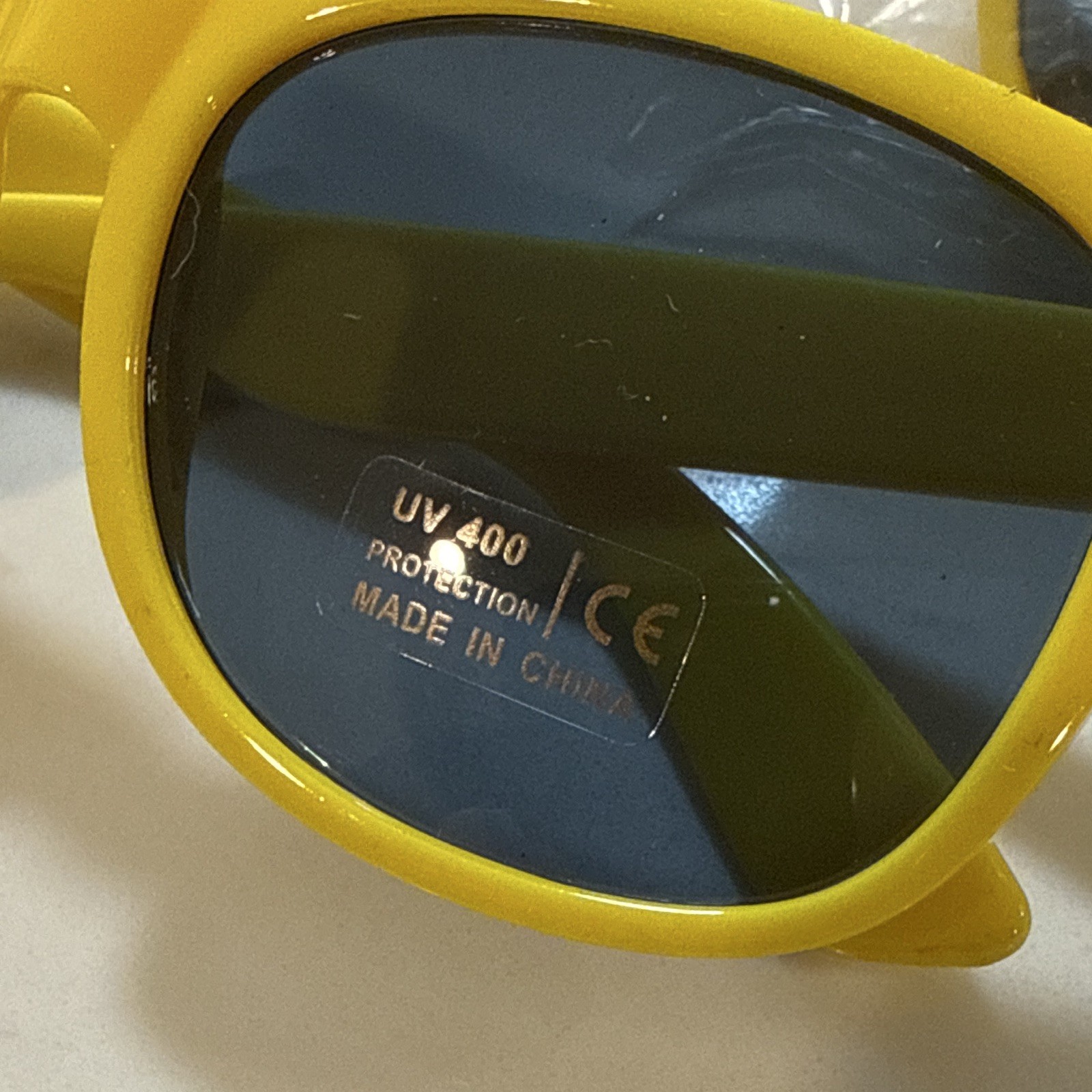 Twisted Tea Sunglasses Yellow Plastic Frame Black Lenses UV400 3pc