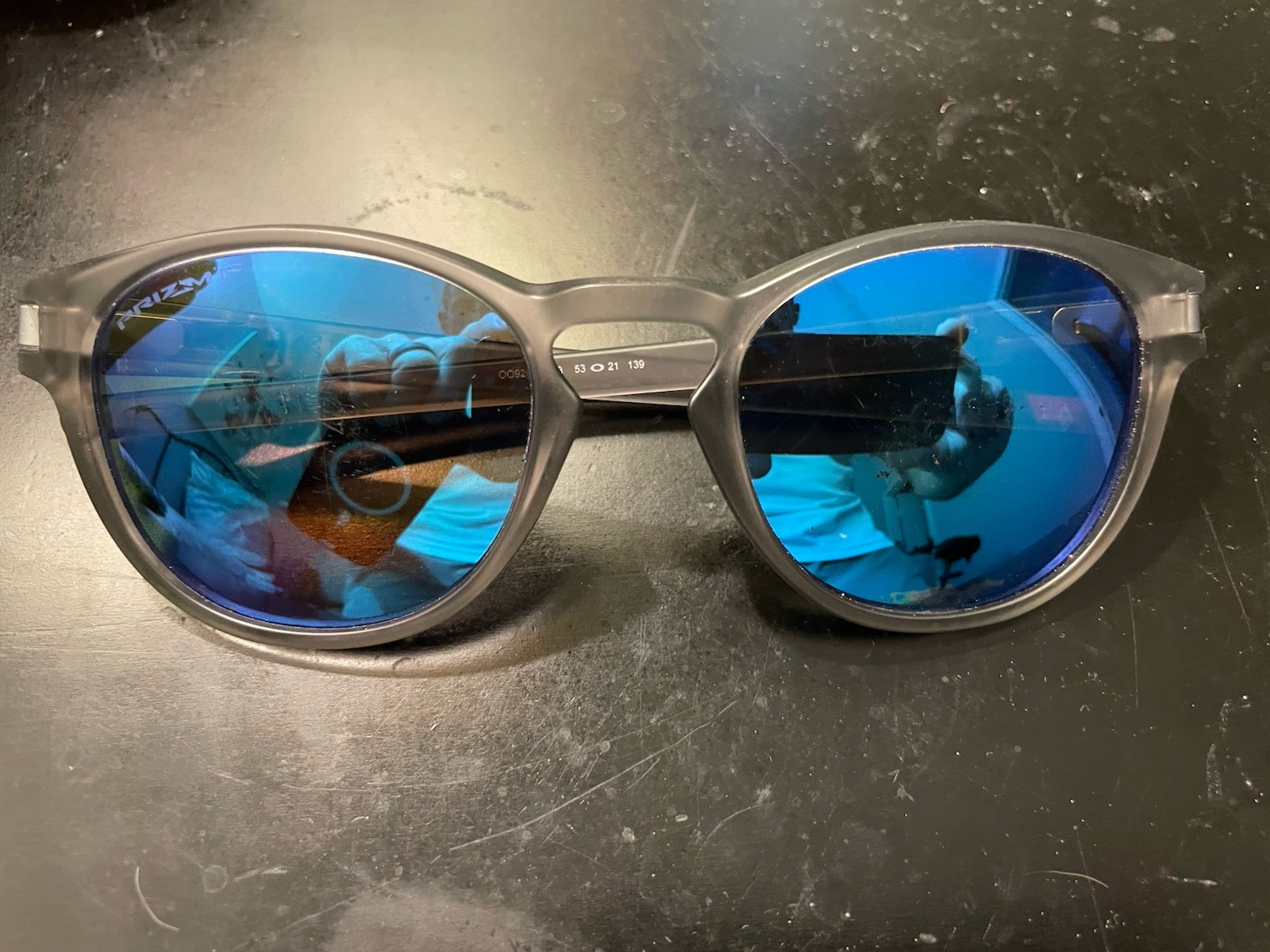 Oakley Latch Matte Grey Ink/Prizm Sapphire Polarized 53mm Sunglasses OO9265-3253
