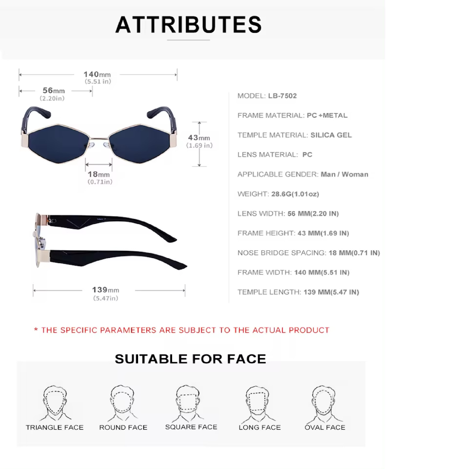 Sunglasses Unisex Polarized UV400 Lenses Vintage Style Metal Frame Diamond Shape