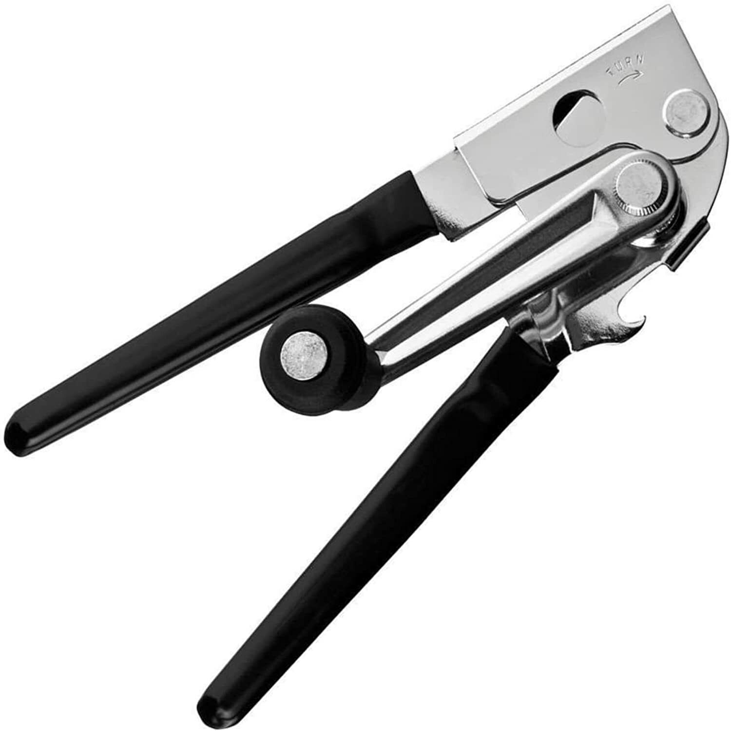 Commercial Easy Crank Can Opener Manual Heavy Duty Ergonomic Design Silver/Black