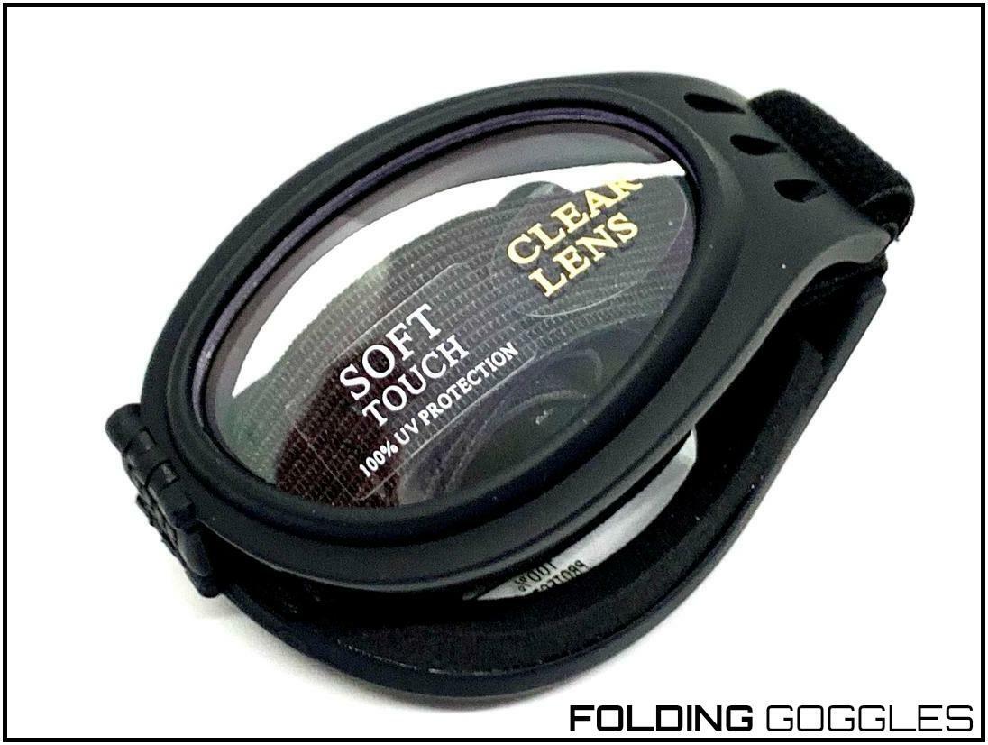 MOTORCYCLE Riding Padded Folding Pocket GOGGLES Protective Eyewear Clear Lens