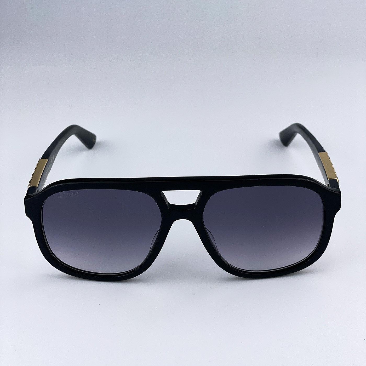 Gucci Men Sunglasses Black Grey Gradient Pilot GG1188S 002 NEW AUTHENTIC