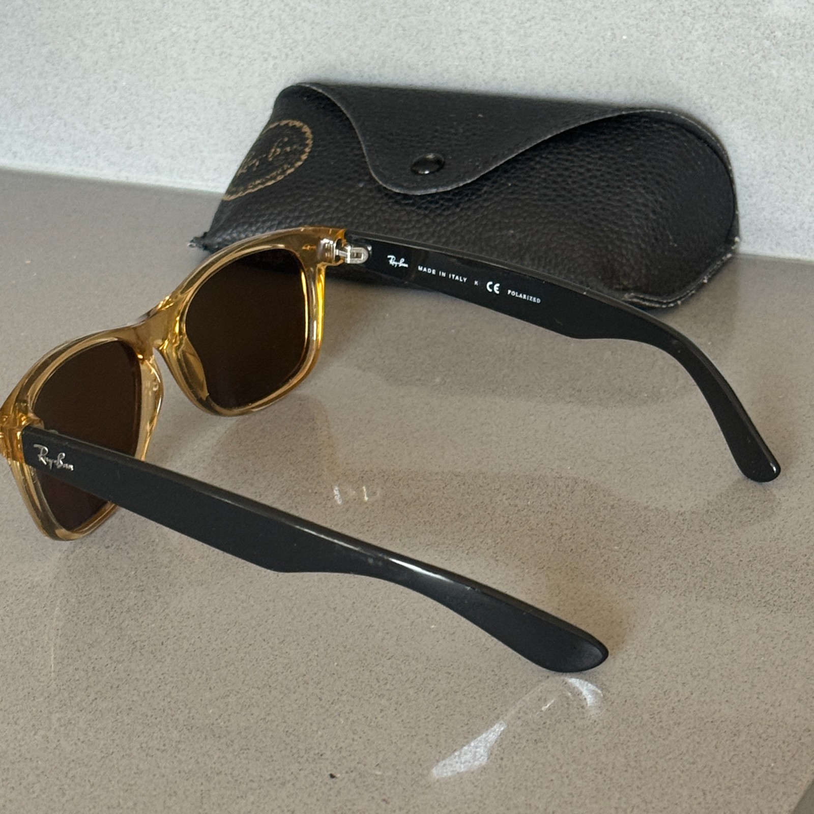 Ray-Ban RB2132 Wayfarer Polarized Honey Sunglasses 55-18 145 945/57