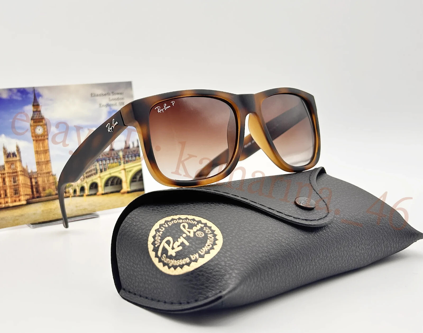 Ray-Ban Justin RB4165 54mm Matte Tort Polarized Sunglass Rubber Gray-Brown Frame