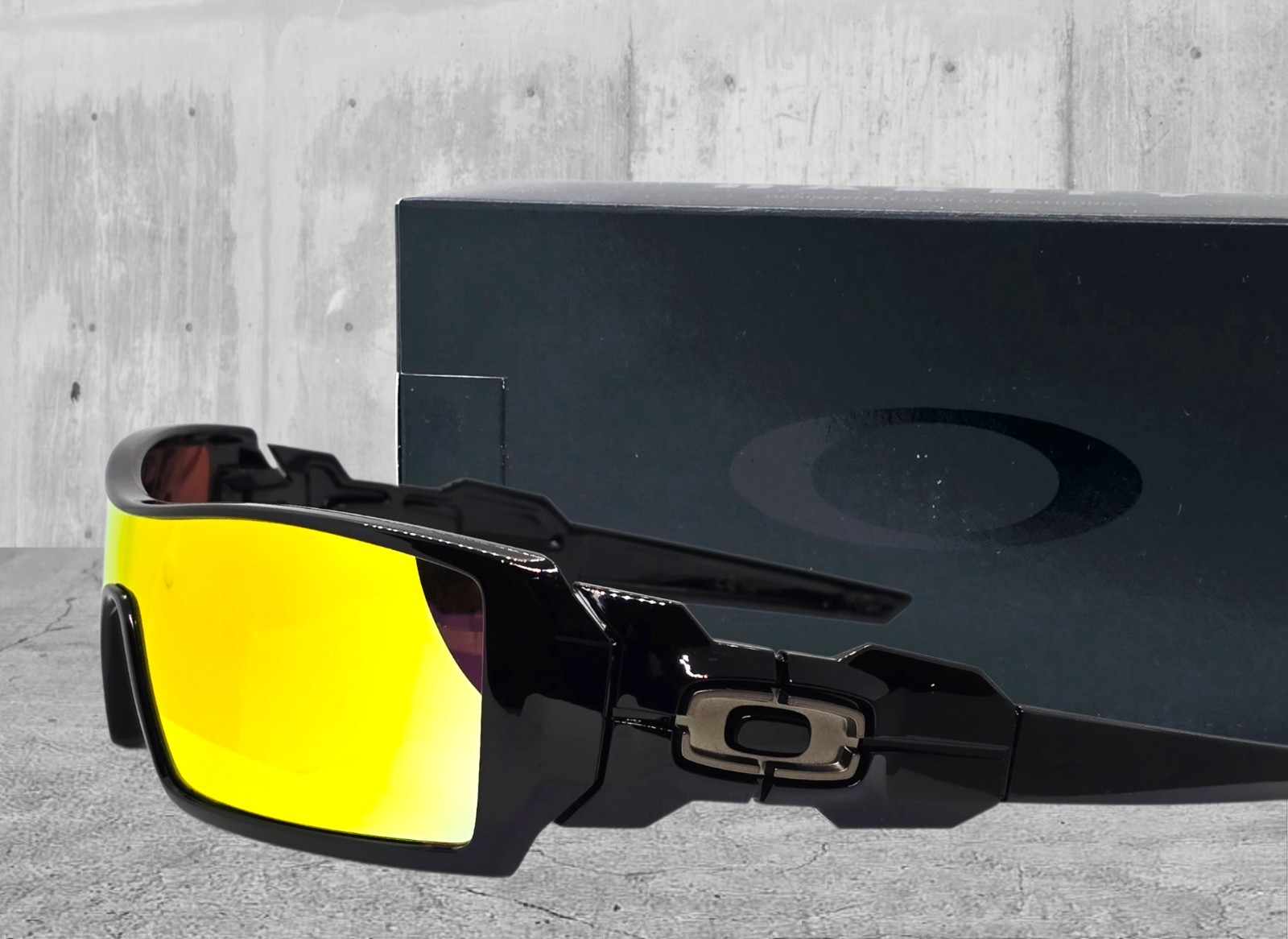 Custom OAKLEY black OIL RIG +(aftermarket) fire POLARIZED sunglasses NEW IN BOX!