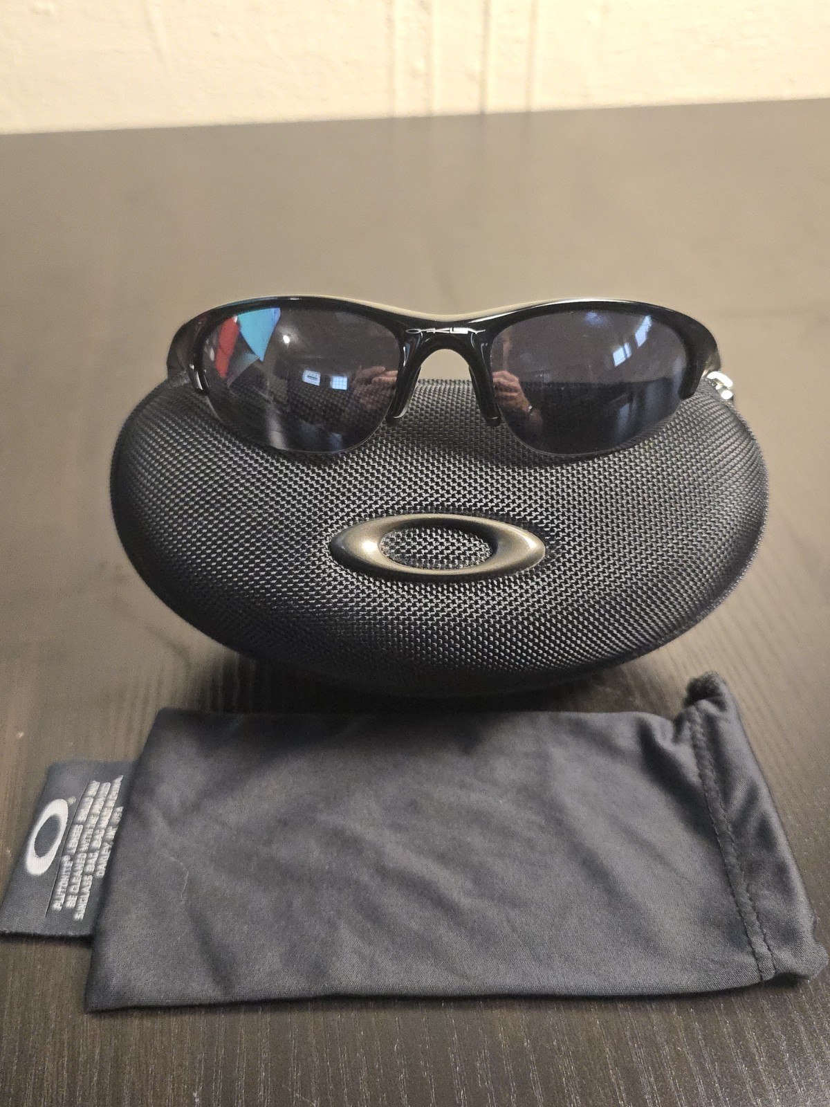 Vintage Oakley Half Jacket 1.0 Jet Black Iridium 03-614 Sunglasses USA W Case