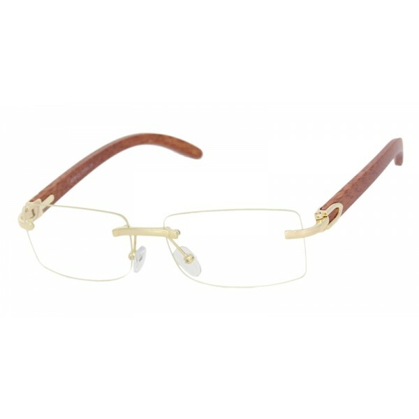 New Rectangle Wood Buffs Unisex clear glasses UV400 Lenses and Gold frame Baller