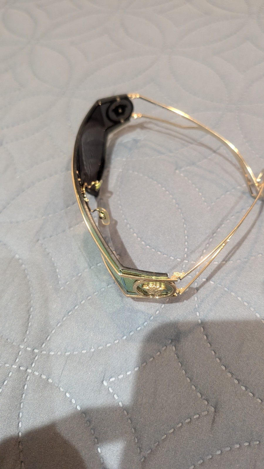 Versace VE2226 Shield Sunglasses Metal Frame Gold Tinted UV400(ORIGINALS)