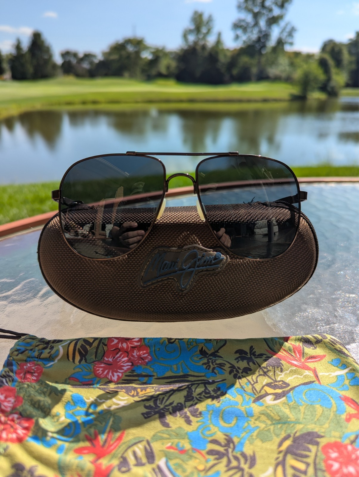 Maui Jim Mano Vintage Polarized Glass Sunglasses Copper Metal Frames Italy Rare