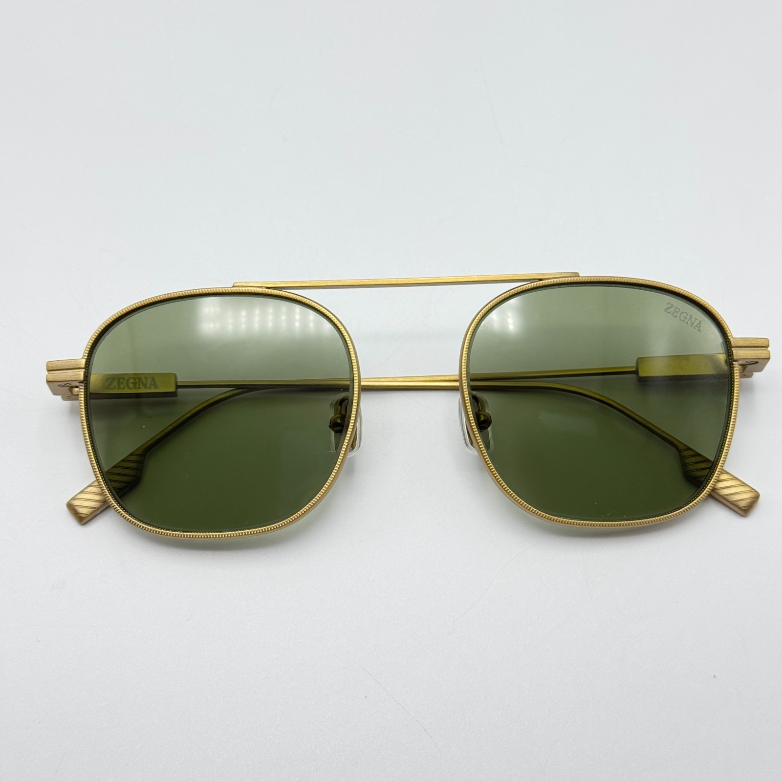 Ermenegildo Zegna Sunglasses EZ0290 35N Matte Light Bronze Frame Green Lens 53mm