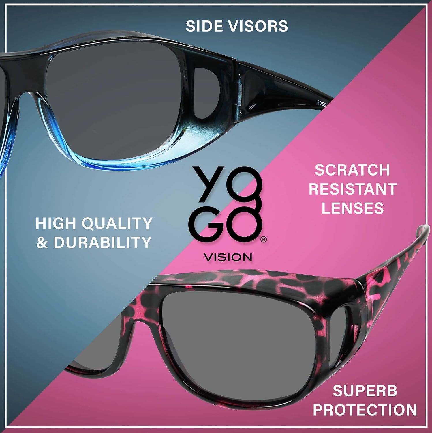 Yogo Black Blue Frame and Smoke Lens, Burgundy Havana Lens