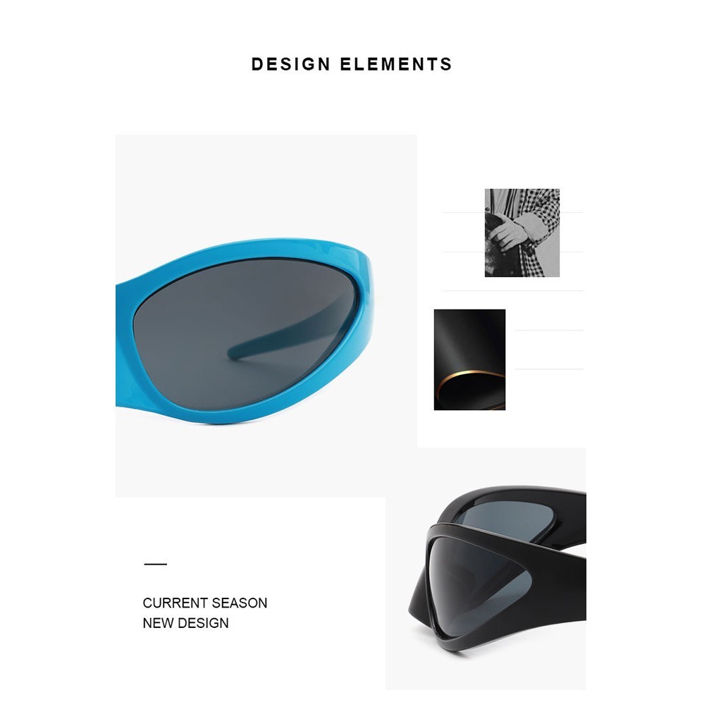 Wraparound Oval Sunglasses Unisex Retro Irregular Futuristic UV400 Shades
