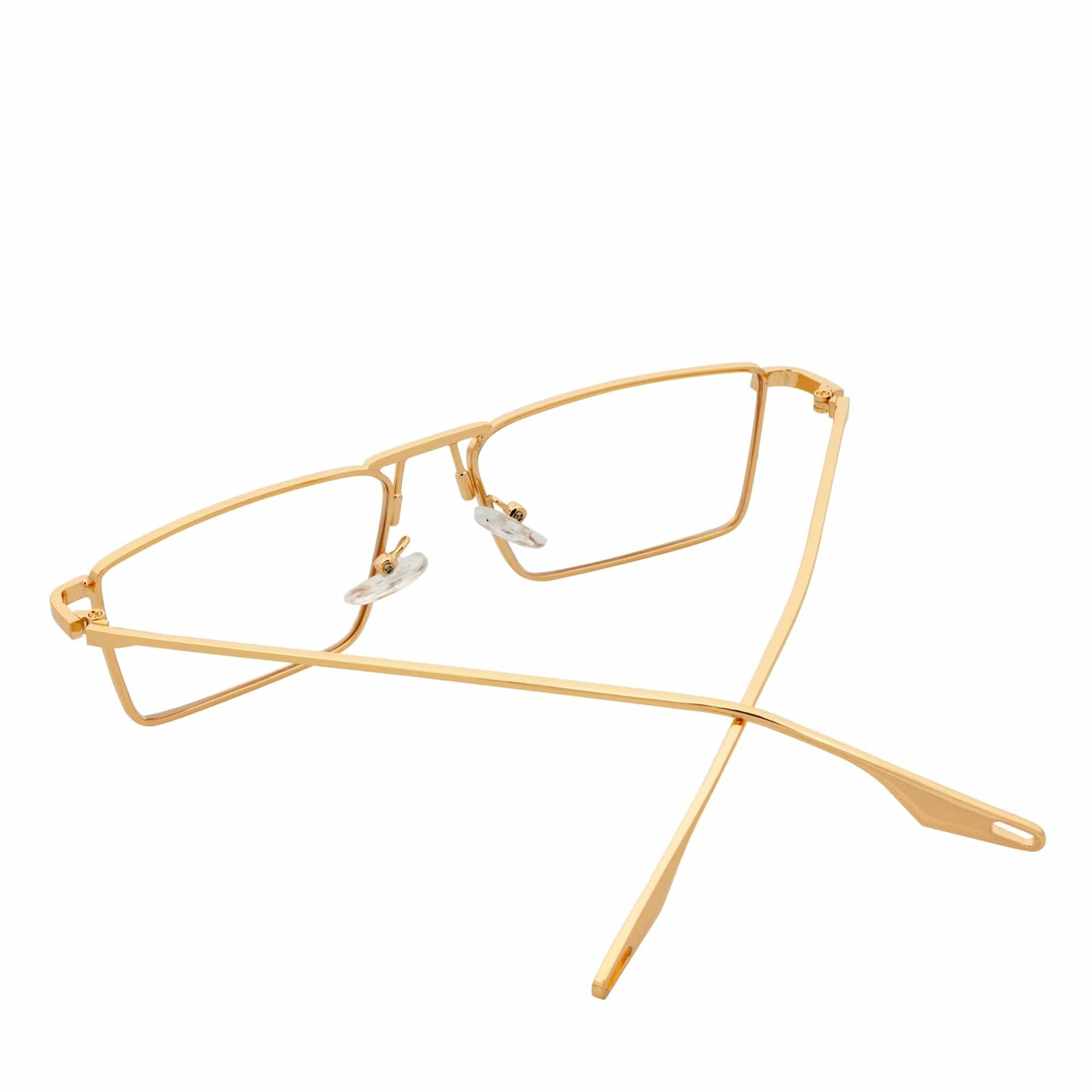 ZUIKO – Small Retro 90s Fashion Metal Rectangle Glasses Gold Clear Blue Light Le